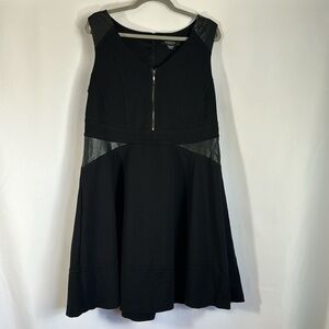 Michel Studio Black Dress with Faux Leather Detail